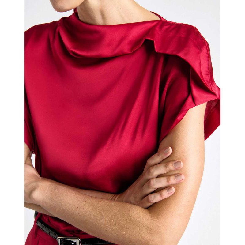 Cue Satin Draped Fold Neck Top image number 2